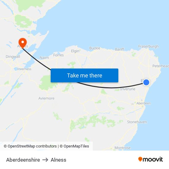 Aberdeenshire to Alness map