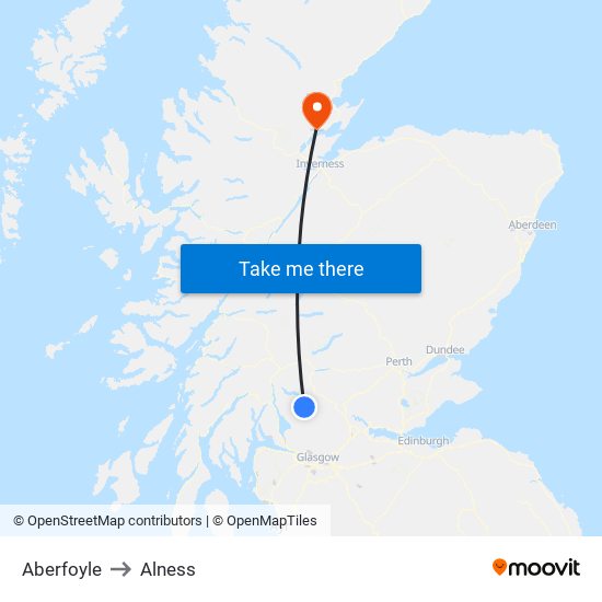 Aberfoyle to Alness map