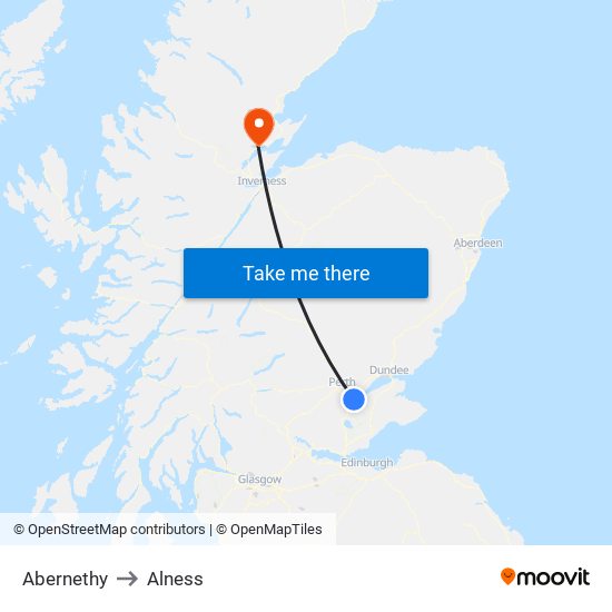 Abernethy to Alness map