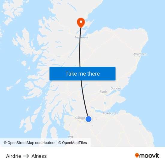 Airdrie to Alness map