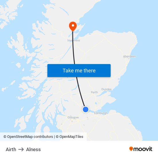 Airth to Alness map