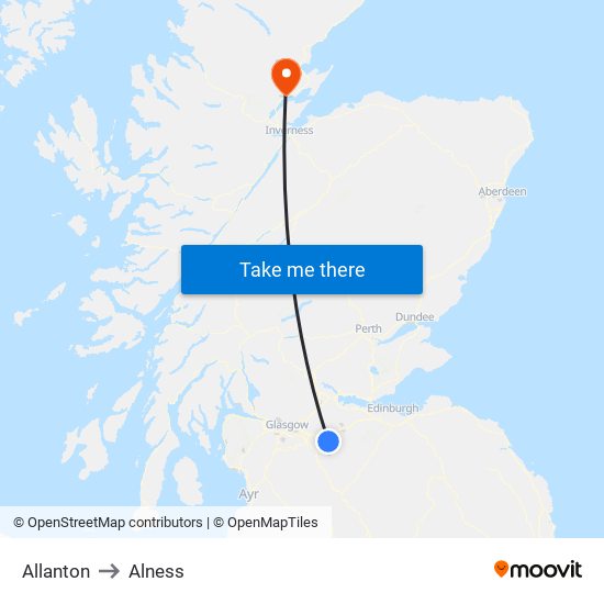 Allanton to Alness map