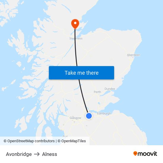 Avonbridge to Alness map