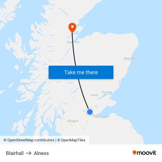 Blairhall to Alness map