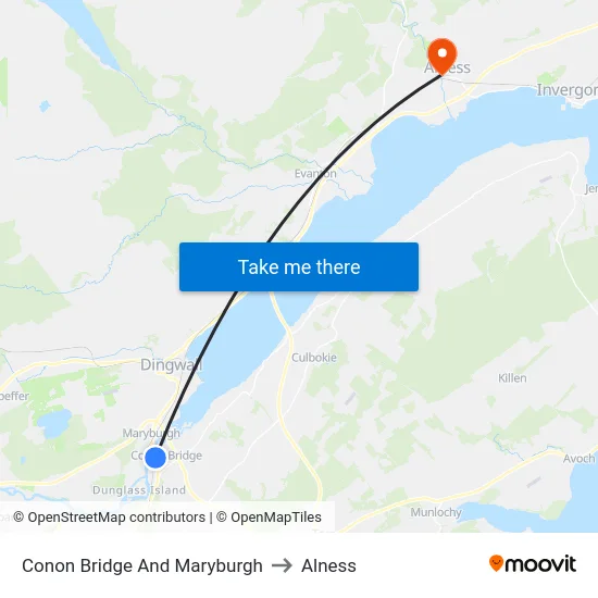Conon Bridge And Maryburgh to Alness map