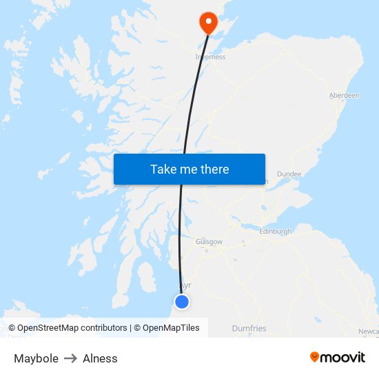 Maybole to Alness map