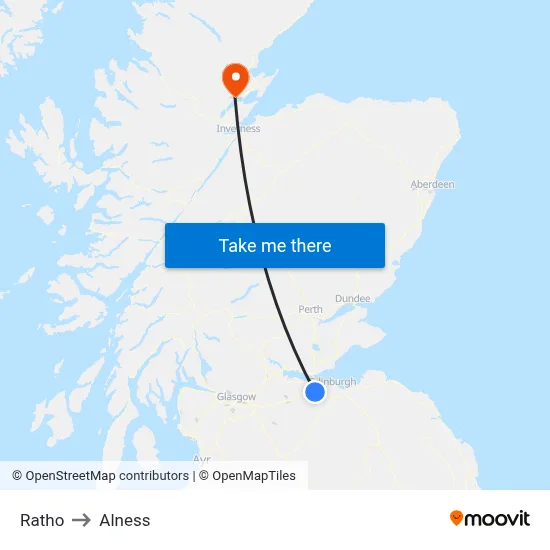 Ratho to Alness map