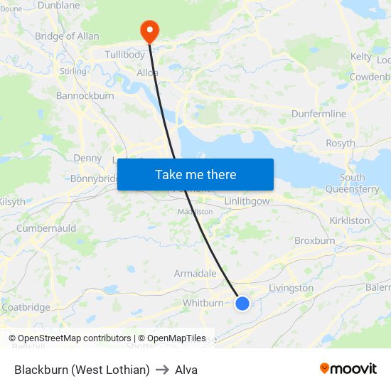 Blackburn (West Lothian) to Alva map