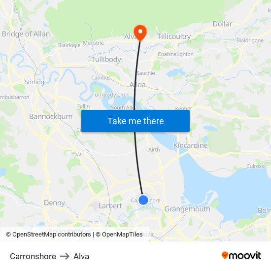 Carronshore to Alva map