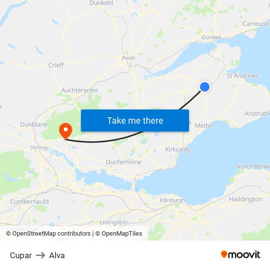 Cupar to Alva map