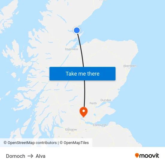 Dornoch to Alva map