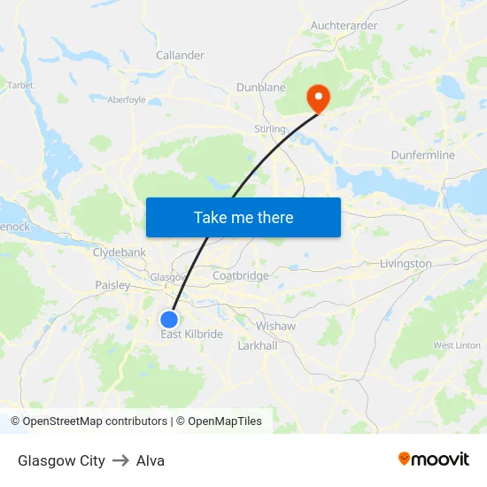 Glasgow City to Alva map