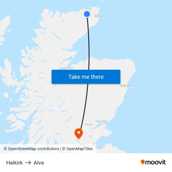 Halkirk to Alva map