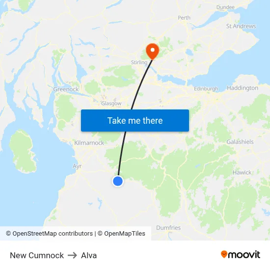 New Cumnock to Alva map