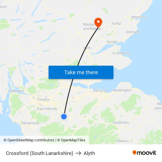 Crossford (South Lanarkshire) to Alyth map