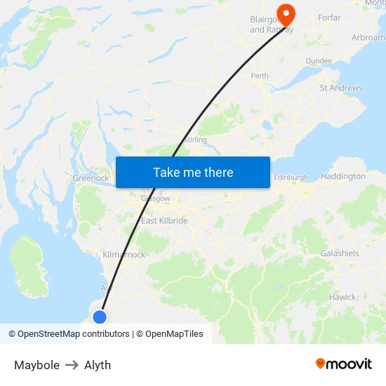 Maybole to Alyth map