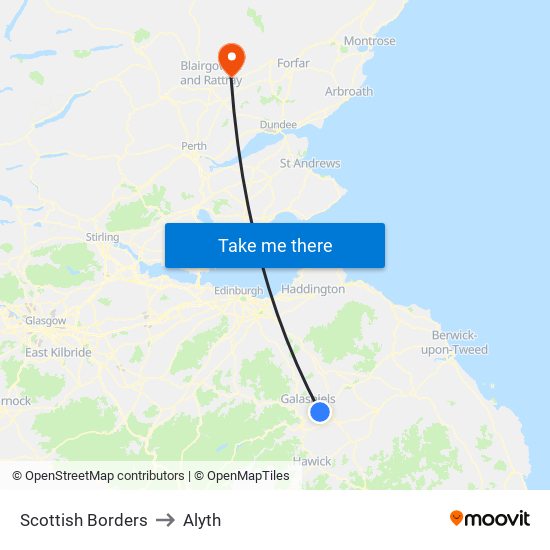 Scottish Borders to Alyth map