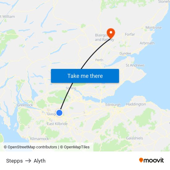 Stepps to Alyth map