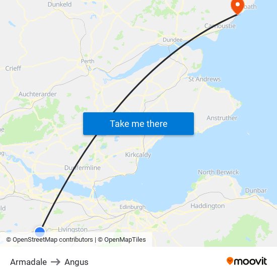 Armadale to Angus map