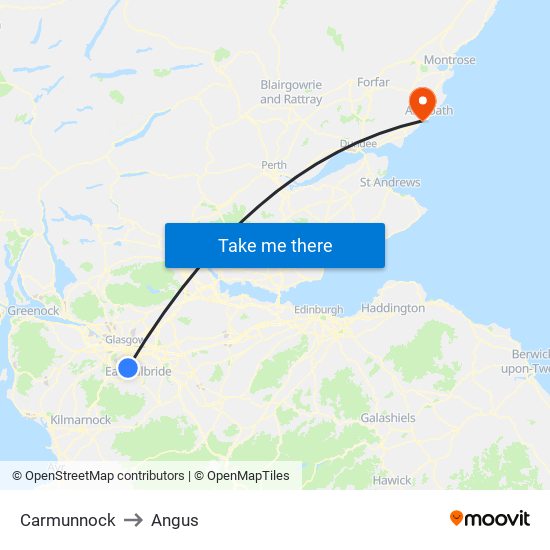Carmunnock to Angus map
