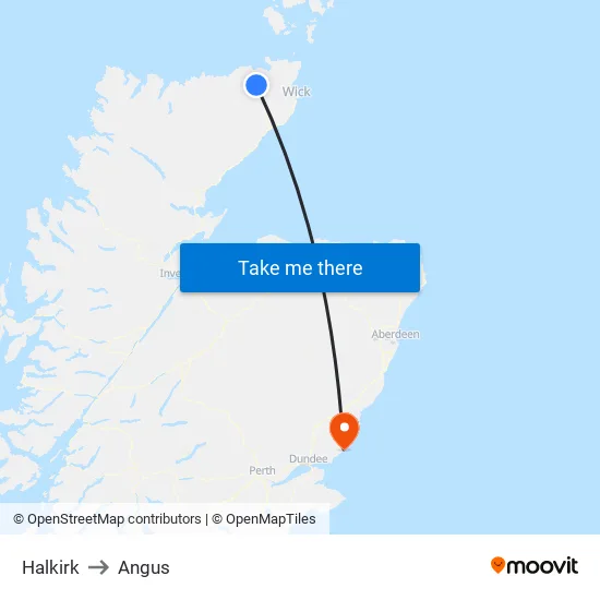 Halkirk to Angus map