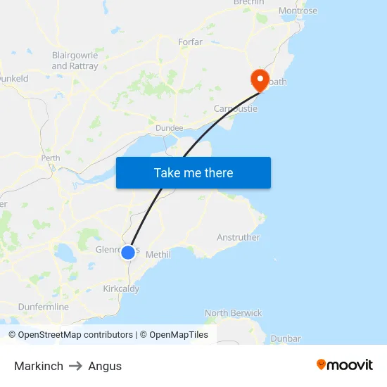 Markinch to Angus map