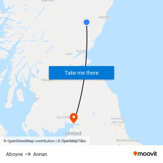 Aboyne to Annan map