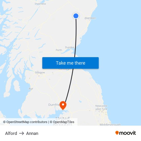 Alford to Annan map