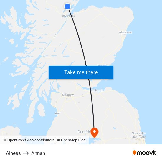 Alness to Annan map