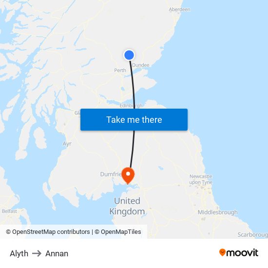 Alyth to Annan map