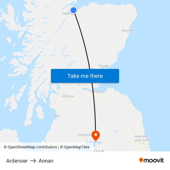 Ardersier to Annan map