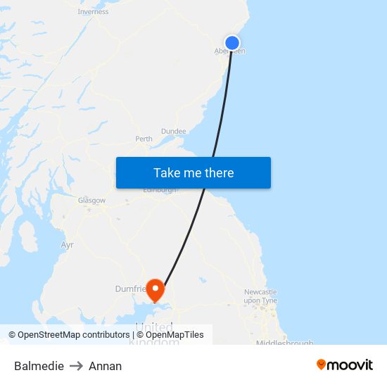 Balmedie to Annan map