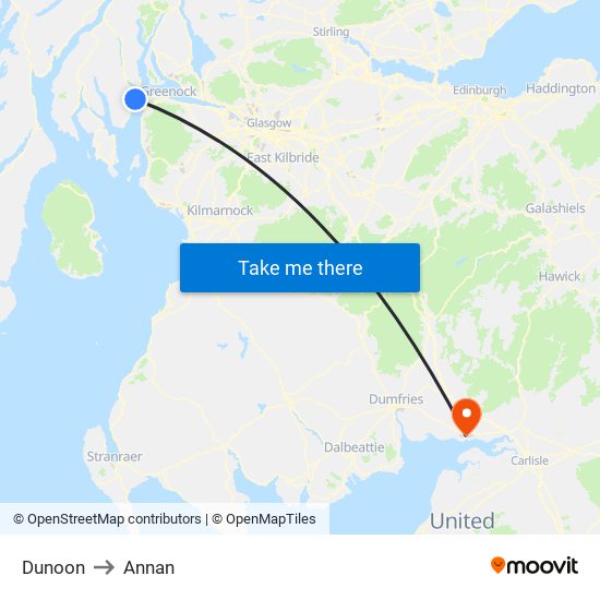 Dunoon to Annan map