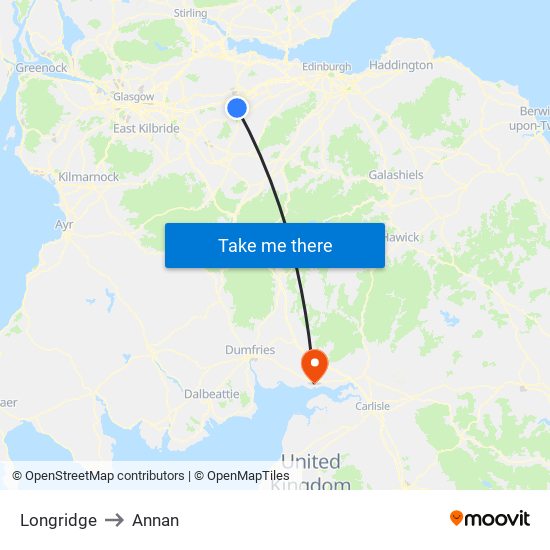 Longridge to Annan map