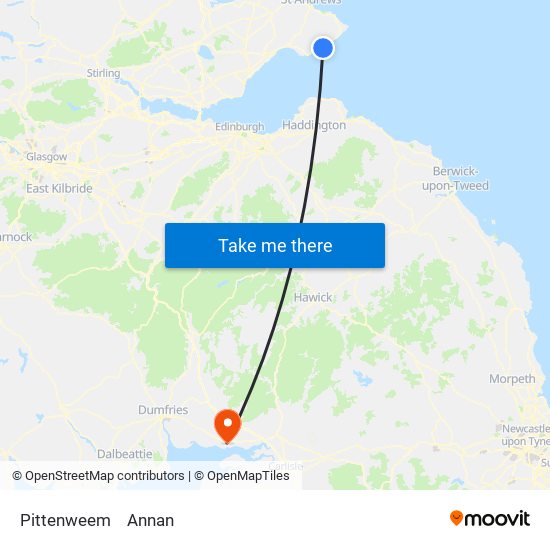 Pittenweem to Annan map