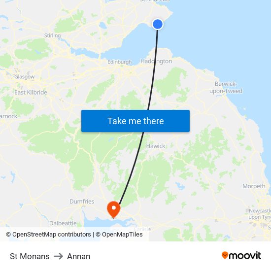 St Monans to Annan map