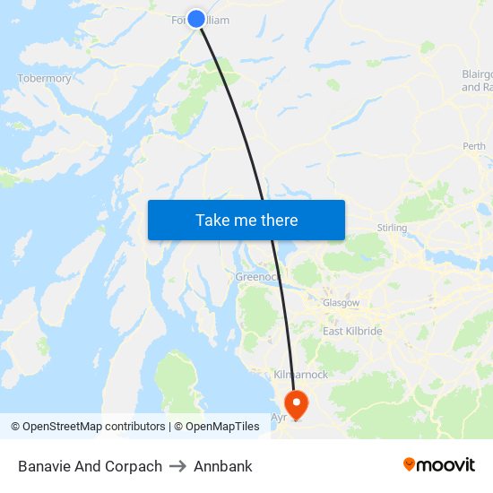 Banavie And Corpach to Annbank map