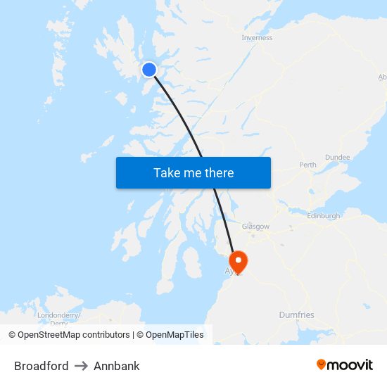 Broadford to Annbank map