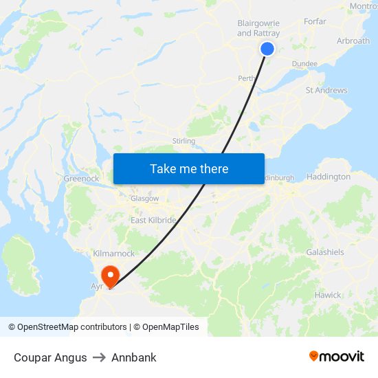Coupar Angus to Annbank map