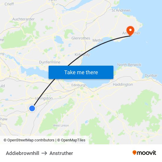 Addiebrownhill to Anstruther map