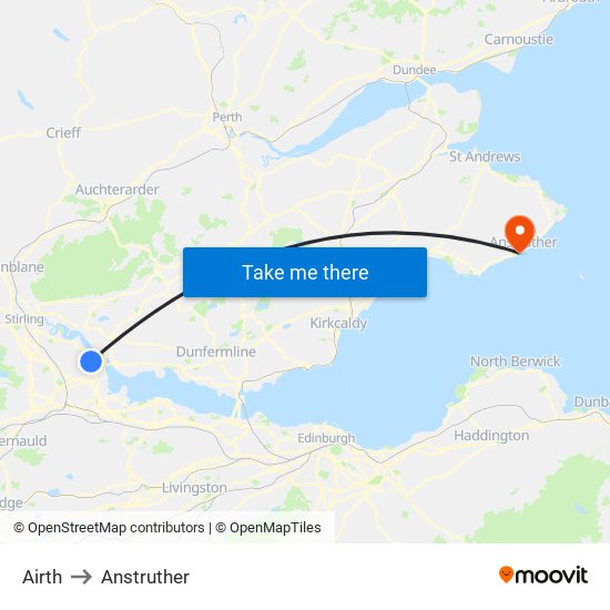 Airth to Anstruther map