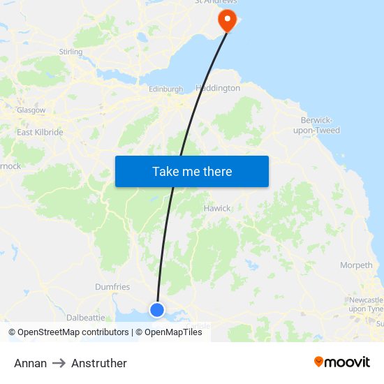 Annan to Anstruther map