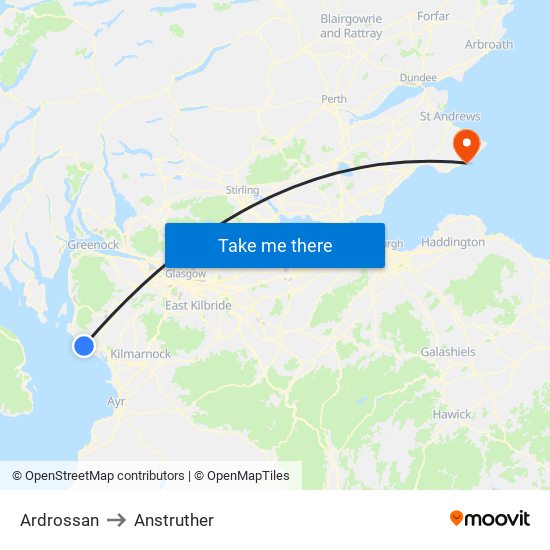 Ardrossan to Anstruther map