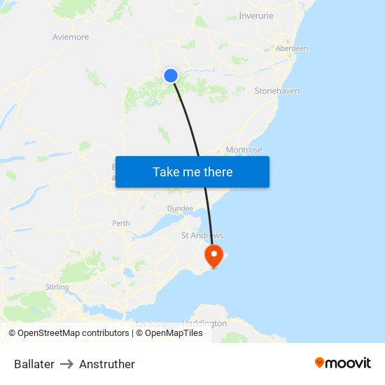 Ballater to Anstruther map