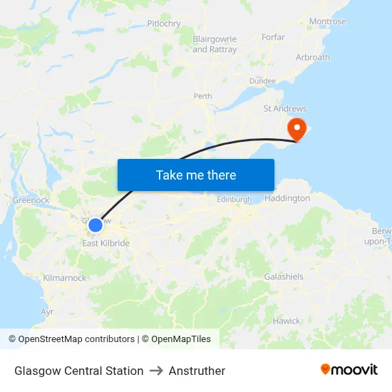 Glasgow Central Station to Anstruther map