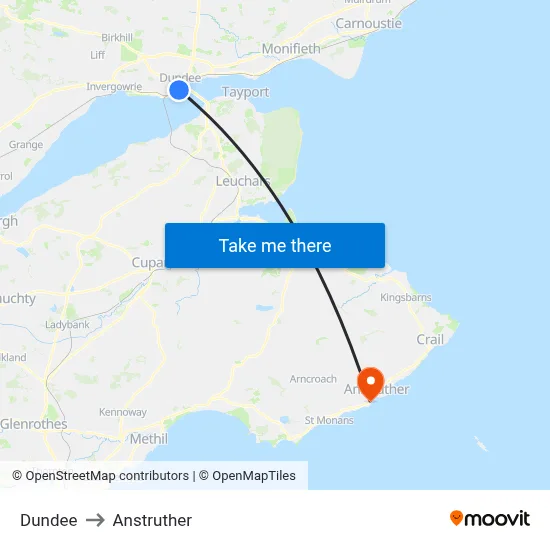 Dundee to Anstruther map