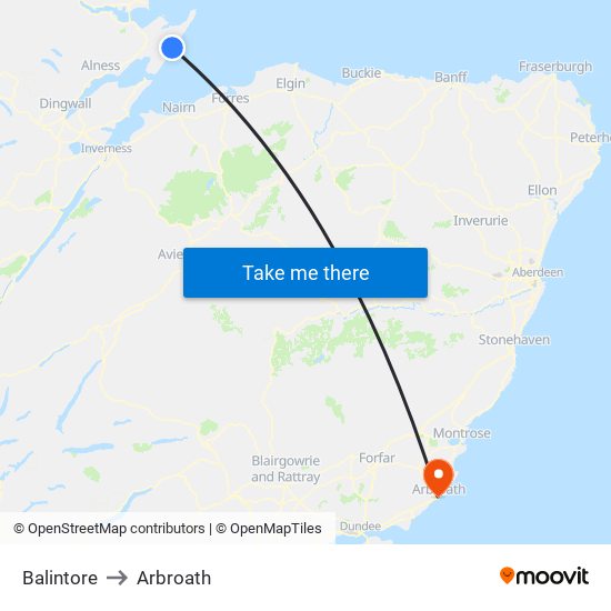 Balintore to Arbroath map