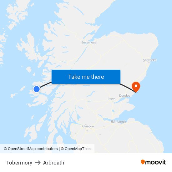 Tobermory to Arbroath map