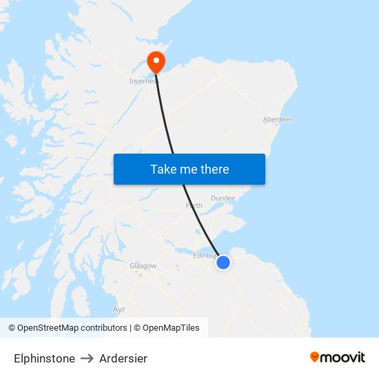 Elphinstone to Ardersier map