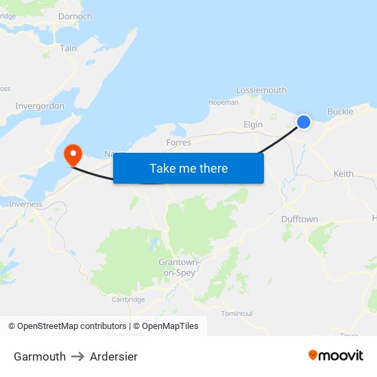 Garmouth to Ardersier map